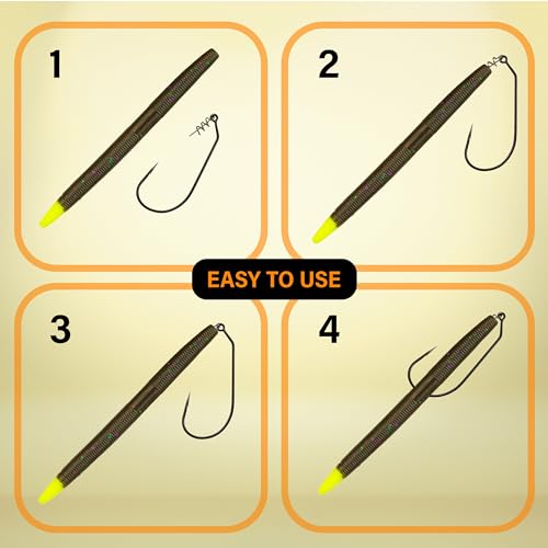 Reaction Tackle Swimbait Hooks for Bass Fishing - Soft Plastic Fishing Hooks with Centering Spring pin for Soft Plastic Swim Baits and Worm Lure Baits - size: #8/0