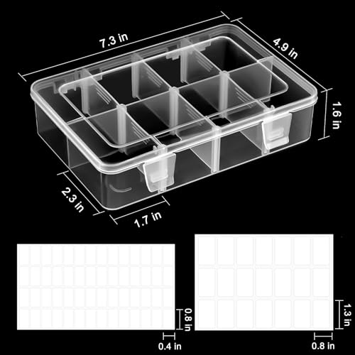 Mauproy 4 Pack 8 Grids Bead Organizer and Storage, Clear Plastic Storage Containers with Removable Dividers and Labels Small Tackle Box Organizer for Jewelry Crafts Electronics Small Parts - style: 8 Grids - 4 Pack