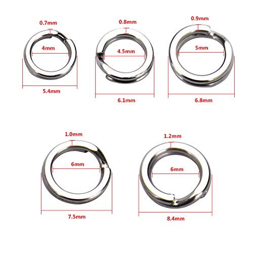 200pcs Assorted Size Split Rings Fishing Lure Connectors Stainless Steel Split Ring OD 5/6/7/8/9mm Open Jump Rings Connectors for Charm Connector Jewelry Findings Fishing - color: Heavy duty split rings_200pcs