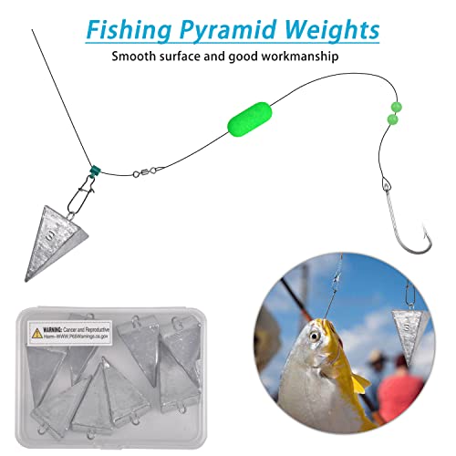 Pyramid Sinkers Fishing Weights Saltwater Pyramid Weights for Surf Fishing Gear Tackle 1oz 2oz 3oz 4oz 5oz 6oz 8oz - style: 4 Ounce, 8 Pack