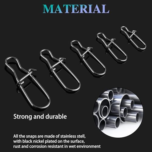 Stainless Steel Duo Lock Snap Clip Kit 100pcs/300pcs Fishing Swivel Lure Snaps High Strength Quick Change Fish Snap Clips Fishing Gear Hooked Snaps for Saltwater Freshwater