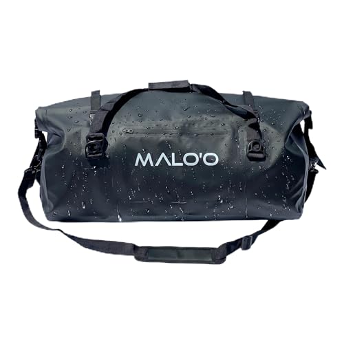 Malo’o Waterproof Dry Duffel, Heavy-Duty Roll Top Waterproof Gear Bag with Shoulder Strap & Molle Loops, Marine Duffel for Kayaking, Boating, Camping, Beach & Travel, Black, 60L - color: Black, size: 60L