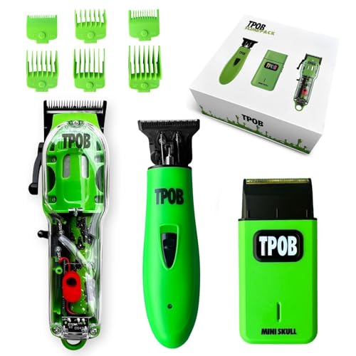 TPOB Slime 2 Barber Hair Clippers Trimmer Shaver Set for Men with Matte Green Case and X Fade Blade - color: Slime Pack