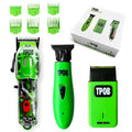 TPOB Slime 2 Barber Hair Clippers Trimmer Shaver Set for Men with Matte Green Case and X Fade Blade - color: Slime Pack