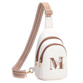 Viverte Crossbody Bags for Women Initial Sling Bag Cross Body Fanny Packs Personalized Gifts for Mom Women Wife - color: Beige with Brown, style: M