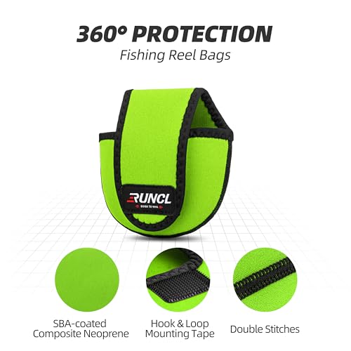 RUNCL Baitcasting Reel Bag – Protective Storage Pouch for Baitcasting Reels & Spinning Reels, Lightweight & Durable, Ideal for Freshwater & Saltwater Fishing Trips (Green & Black) - color: B-Green & Black