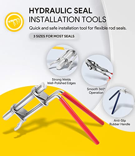 3 Pack Hydraulic Seal Installation Tools, Hydraulic Cylinder Piston Repair Seal Kit, U-Cup Rod Seal Installation Tool Kits Upgraded Seal Twistor Install Tool Set - size: pkg of 3