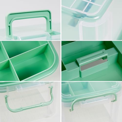 HEY FOLY 15qt Clear Medicine Organizer Storage Box with Tray, Plastic First Aid Box Empty, Thickened Medicine Container Chest, Multipurpose Medical Case with Labels, Medicine Caddy with Lids Handles - color: Green