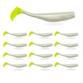 Soft Plastic Paddle Tail Swimbaits – 3 1/4", 4" & 5" Soft Plastic Fishing Lures with Extra-Large Tail for Lifelike Swimming Action – Freshwater & Saltwater - color: Pearl White with Electric Green Tail, size: 3 1/4 Inch - 12 Pack