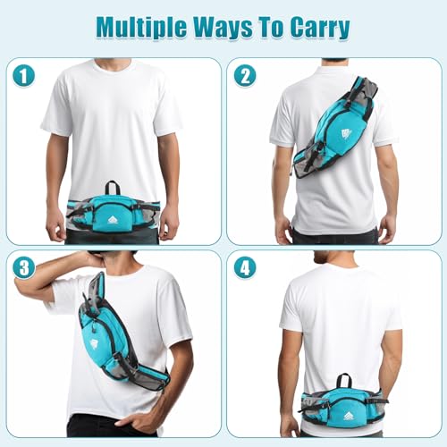 Fanny Pack Waist Bag with Water Bottle Holder for Men Women Running Hiking Travel Dog Walking Workout Cycling Outdoor (Turquoise Blue) - color: Turquoise Blue
