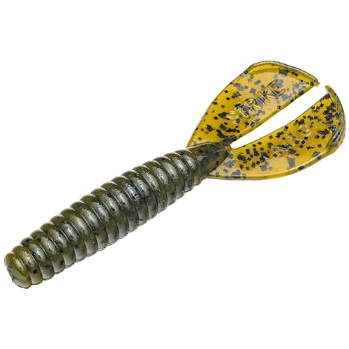 Strike King Rage Twin Tail Menace Grub, 4 Inch, 8 Pack, Bass Lure, Double Tail Grub, Fishing Soft Plastic Lures - color: 46 - Green Pumpkin