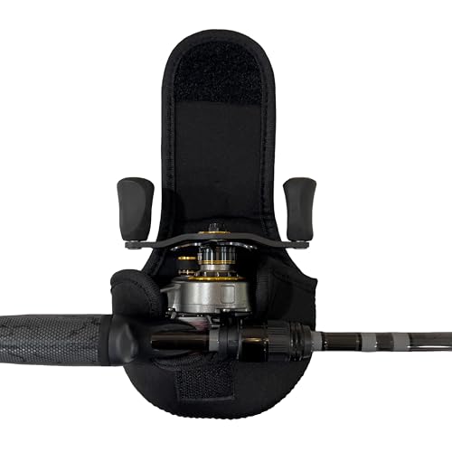 Angler Armour Baitcast Reel Cover | Baitcaster Sleeve | Fishing Reel Pouch | Low Profile Baitcasting Reel Protector | Neoprene Reel Case | 50 100 200 Series Baitcast Covers - color: Black