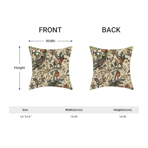 Chinoiserie Pillow Covers 16x16 Set of 2, Spring Floral Bird Tulip Throw Pillow Covers Linen Vintage Farmhouse Flowers Outdoor Pillowcase Home Decor for Couch Sofa - color: Chinoiserie-3, size: 16" x 16" (Pack of 1)