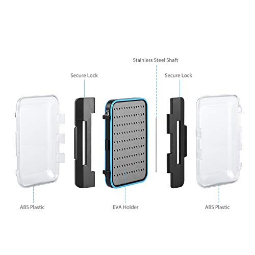 Fly Fishing Box Two-Sided Waterproof Lightweight Fly Box Easy Grip Transparent Lid Fly Fishing Lures Box Multiple Sizes - color: Grey, Black, Transparent, size: Size B (5.9"x 3.8"x 1.77")