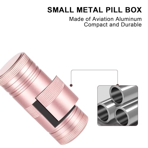 Small Pill Box Metal Pill Case - Portable Waterproof Pill Container for Pocket Purse, Travel Daily Pill Holder, Medicine Organizer for Vitamin/Fish Oil/Supplements Pink 1 Pack - color: Pink, size: Small-Medium