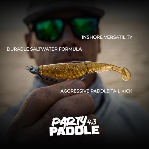 6th Sense – Party Paddle 4.3" – Saltwater Swimbait – Inshore Fishing – Redfish/Trout/Snook – Paddle Tail Soft Plastic - color: Coral Copper