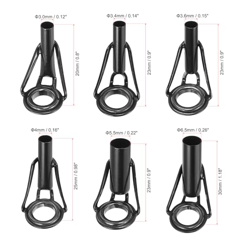 PATIKIL Fishing Rod Tip Repair Kit Stainless Steel Pole Ring Guide Replacement for Saltwater Freshwater Fishing - color: Black, size: 3.0-6.5mm