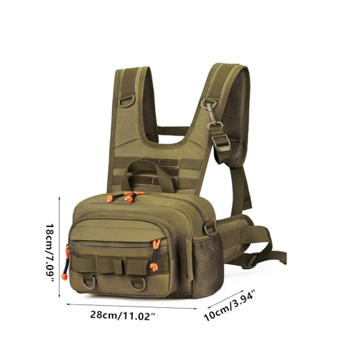 MiOYOOW Fishing Chest Pack, Waterproof Fly Fish Bag with Reflective Design for Men Women Outdoor Hunting Hiking - color: Khaki