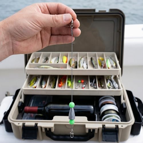 5Pcs Fishing Rigs for Trout Catfish Perch 12 Inch Steel Leader Lines with Fishing Weight 1/4oz Swivels Freshwater Saltwater Pre-Rigged Hooks for Limb Lines Metal Catfishing Finder Gear