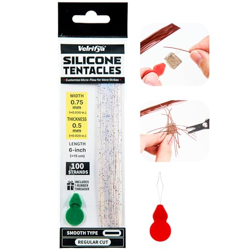 Silicone Skirt Tabs & Tentacle Strands Set for Dice Lure Builds, Japanese-Style Rubber Legs DIY Kit for Soft Baits, with Threader Tool, Fishing Lure Material for Jig Skirts - color: 09 - Ghost Pearl, size: Smooth Type