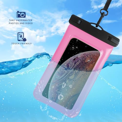 Floatable Waterproof Phone Pouch/Case with Crossbody Lanyard for iPhone 17 Series 16 Pro Max/15 Pro/14/13/12, IP68 Cellphone Dry Bag Beach Cruise Ship Essentials, 1 Pack-Pink-7″ - color: B2-Pink