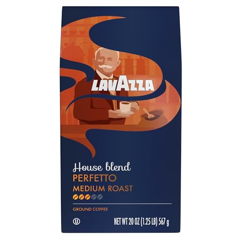 Lavazza Perfetto Ground Coffee Blend, Dark Roast, 20 Ounce, Value Pack, Caramel flavor with Dark and Velvety Texture, 100% Arabica - size: 20 Ounce (Pack of 1)