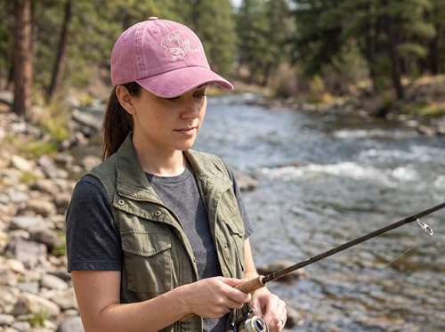Fishing Baseball Cap for Men Women, Adjustable Embroidered Hat | Fishing Gear, Outdoor Adventure Design, Precision Embroidery Craft, One Size Adjustable Fit - color: Mom (Washed Pink)
