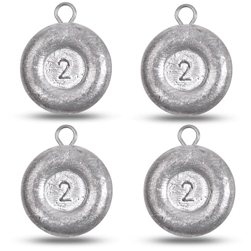 Disc Sinkers Fishing Weights, Coin Fishing Sinkers Weights Saltwater Surf Fishing Weights Bottom Drifting Trolling Catfishing Fishing Sinkers Saltwater Gear Tackle 1oz 2oz 3oz 4oz 5oz 6oz 8oz - style: 2 Ounce, 4 Pack