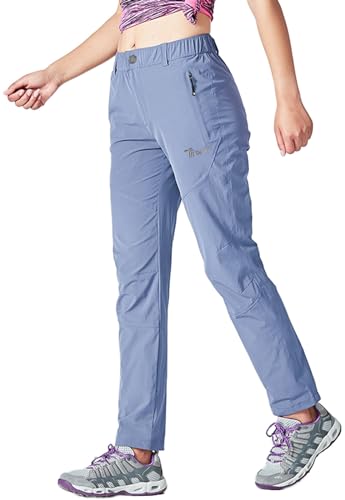 Rdruko Women's Hiking Pants Lightweight Quick Dry Water Resistant Outdoor Travel Fishing Pants with Pockets - color: Haze Blue, size: XX-Large
