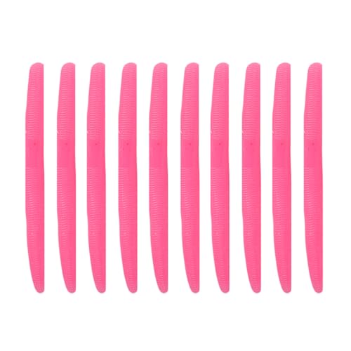 Soft Worm Bass Baits with Salted Hook Slot FS/RE-04 | Built-In Hook Slot Soft Plastic Bass LuresMulti-Rig Compatibility realistic movement Easy Portability ideal size - color: Pink-10pcs