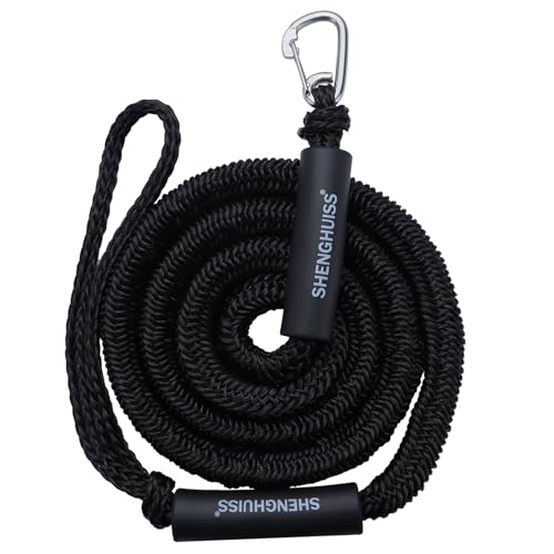 SHENGHUISS 7ft-14ft Boat Bungee Dock Lines，Double Braided Nylon Elastic Dock Line - for Boat, Jet Ski, Kayak Mooring & Securing