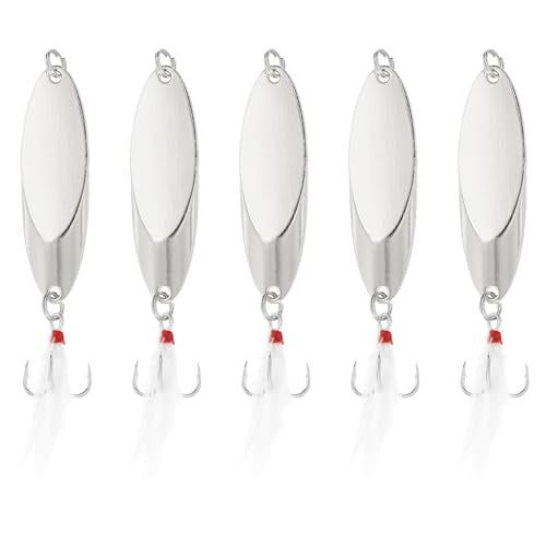 PATIKIL Fishing Spoons Fishing Lures Casting Spoon Treble Hooks Jigs Hard Metal Spinner Baits for Freshwater Saltwater - style: 3/5oz