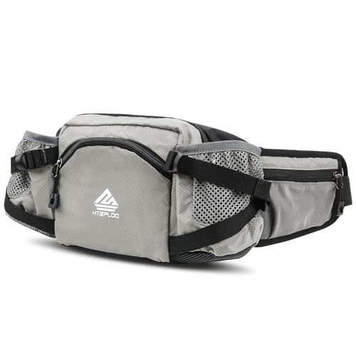 Fanny Pack Waist Bag with Water Bottle Holder for Men Women Running Hiking Travel Dog Walking Workout Cycling Outdoor (Grey) - color: Grey