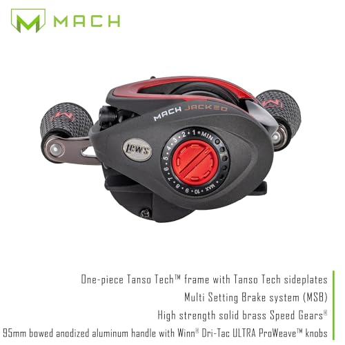 Lew’s MACH Jacked Baitcast Reel and Fishing Rod Combo, HM50 Graphite Rod, Tanso Tech Reel Frame and Sideplate, Carbon Fiber Drag System, 7.5:1 Gear Ratio - size: 6-Foot 10-Inch