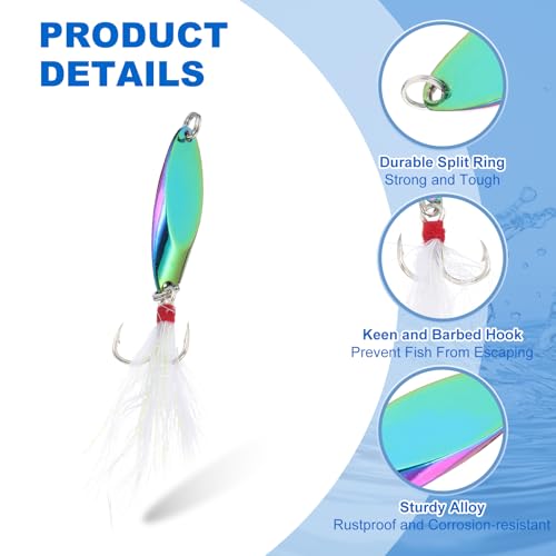 PATIKIL Fishing Spoons, Fishing Lures Casting Spoon Treble Hooks Jigs Hard Metal Spinner Baits - color: Multicolor, size: 1/5 oz