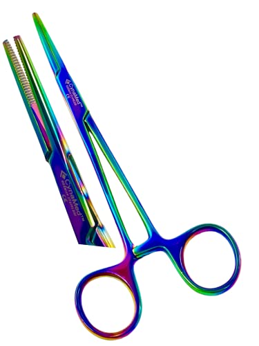 PREMIUM 1 EACH 5.5" STRAIGHT Hemostat Forceps Locking Clamps Stainless Steel Set-MULTI RAINBOW COLOR