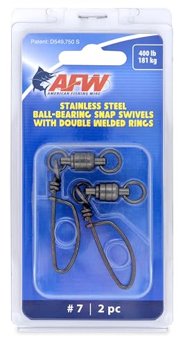 American Fishing Wire Stainless Steel Ball Bearing Snap Swivels with Double Welded Rings - size: #7 - 400lb, style: 2 Piece