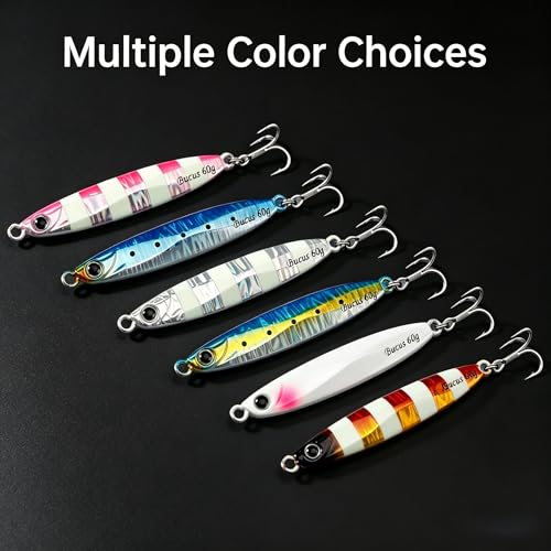 Saltwater Fishing Lures Metal Jigs Vertical Jigging Lure with Treble & Double Assist Hooks, 35-100g 6 pack Laser Glow Spoon Speed Sinking Slow Pitching Jig Offshore Targeting Tuna Mahi-Mahi Yellowtail - size: 35g/1.23oz