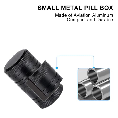 Metal Pill Box 2 Times a Day - Waterproof Samll Pill Case for Purse - Travel Pill Container, Portable Medicine Organizer Holder for Vitamin, Fish Oils, Supplements 1 Pack - color: Black, size: Small-Short
