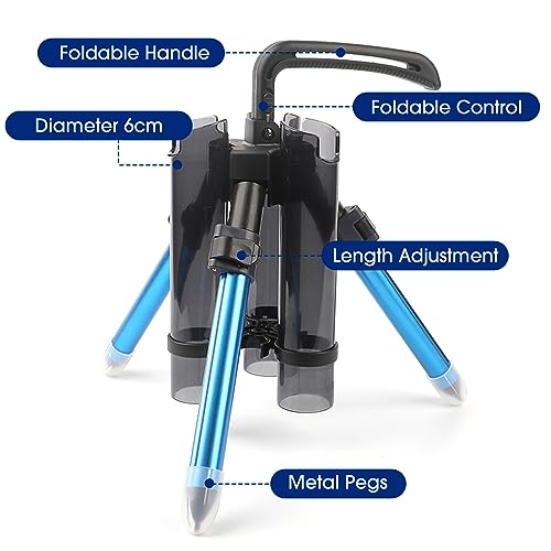 3-Tude Portable Fishing Rod Holder - Stand Holds Up to 3 Rods, Outdoor Fishing Gear Equipment Organizer - color: Long-Red