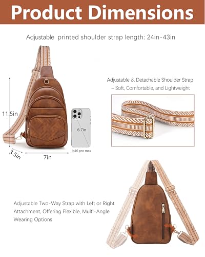 Anti Theft Crossbody Bags for Women RFID Leather Sling Purses,Crossbody Bags Travel Leather Fanny Pack for Women - color: Brown