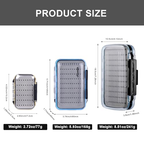 Aventik Waterproof Fly Box for Fly Fishing Double Sides Large Capacity Fly Fishing Box Streamer & Dry Fly Storage Saltwater & Freshwater - size: Size A+Size B+Size C