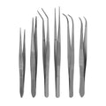 Fine Point - Micro Tweezers Forceps - Splinter Remover Pliers Stainless Steel Straight & Curved, Sets (6 pcs Set (3Str/3cud)) - size: 6 pcs Set (3Str/3cud)