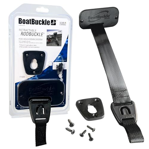 BoatBuckle Gunwale/Deck Mount Retractable Rod Tie-Down, 24-Inch Self-Retracting Fishing Rod Holder for Boats - size: 24-Inch (1-Count)