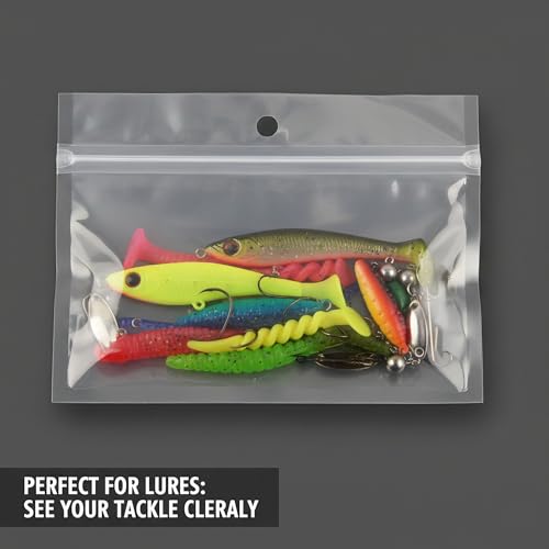 100 Pack Soft Plastic Baits Bags 6.7"x5.5" | Heavy-Duty Clear Lock Zipper Lure Packaging Bags - Leakproof Double-Sealed Zipper Storage for Soft Plastic Lures & Fishing Gear | Multiple Sizes - size: 6.7" x 5.5"