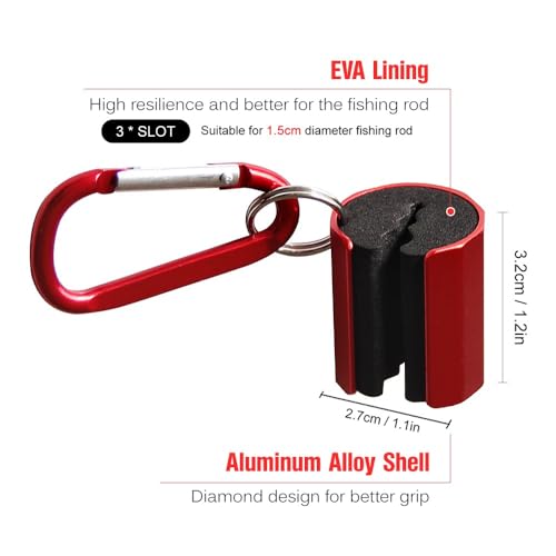 Rod Holder – Portable Rod Clips with Keychain Carabiner for Fly Fishing & Outdoor Sports, Lightweight Aluminum Alloy & EVA Pole Accessory(1 Set)