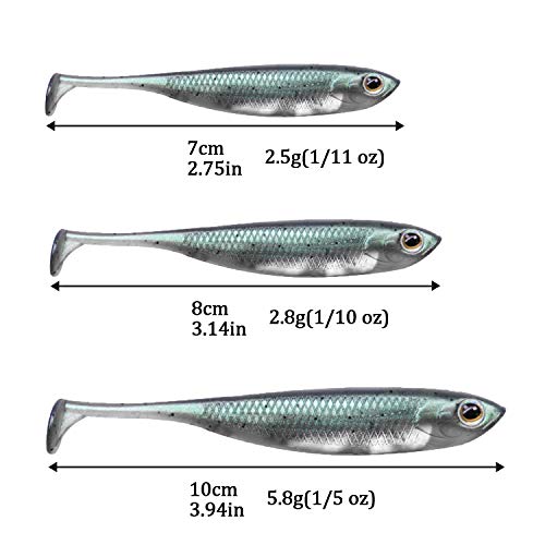 QualyQualy Soft Plastic Swimbait Paddle Tail Shad Lure Soft Bass Shad Bait Minnow Paddle Tail Swim Bait for Bass Trout Walleye Crappie - 2.75in, 3.14in, 3.94in, 5in - color: 4#, size: 2.75in - 6Pcs