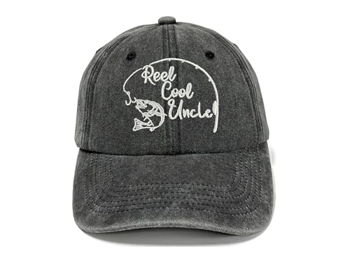 Fishing Baseball Cap for Men Women, Adjustable Embroidered Hat | Fishing Gear, Outdoor Adventure Design, Precision Embroidery Craft, One Size Adjustable Fit - color: Uncle (Washed Black)