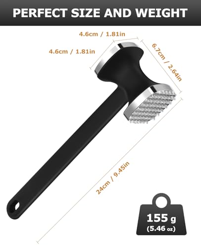 MOSFiATA Meat Tenderizer Hammer with Comfortable-Grip Handle，Dual-side Mallet for Kitchen, Heavy Duty Pounder For Tenderizing Steak, Beef and Fish