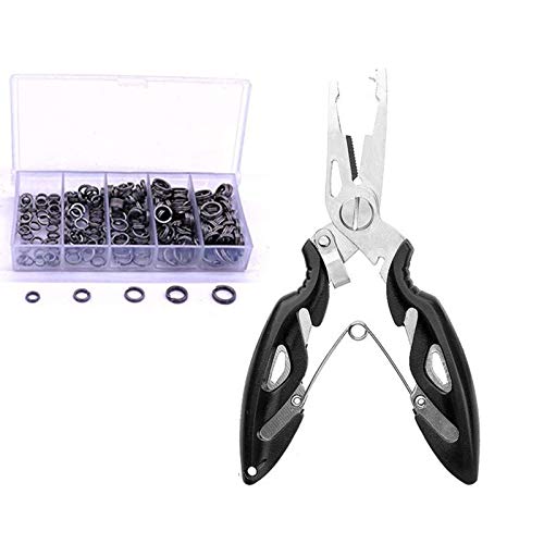 250pcs Heavy Duty Small Stainless Steel Split Rings and Split Ring Pliers, Open Jump Rings and Fishing Plier Tool Kit for Saltwater Fishing Lure Connector, Jewelry Making Findings, Small Key Rings - color: Split rings & Pliers_252pcs